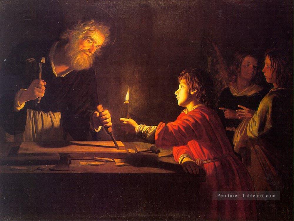 L’enfance du Christ à la chandelle Gerard van Honthorst Peintures à l'huile